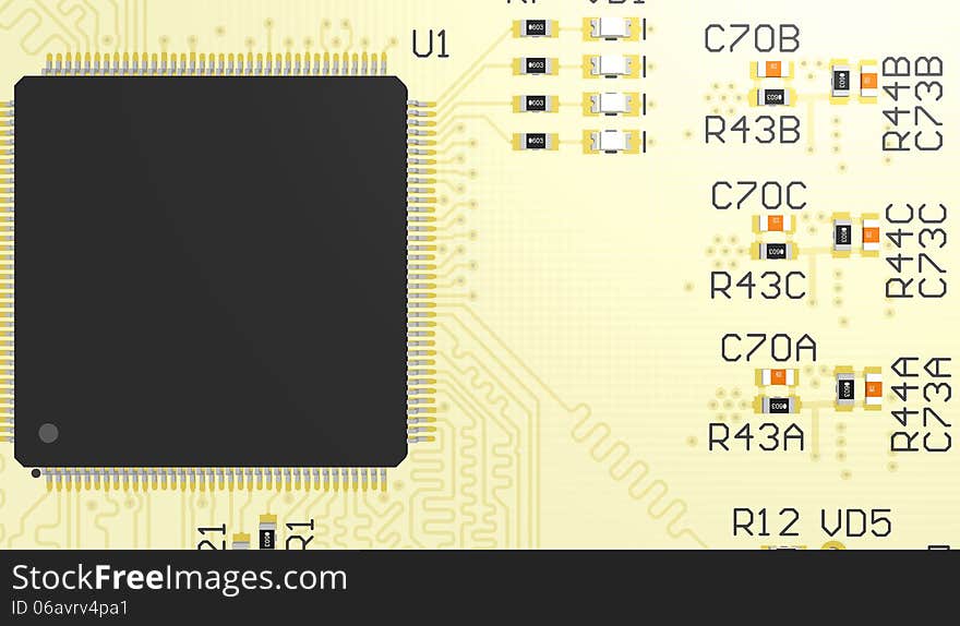 PCB yellow with chip