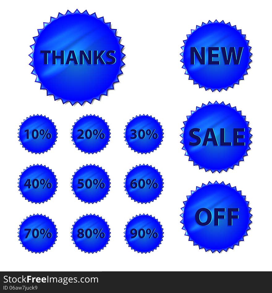 Set sales icons in blue color.