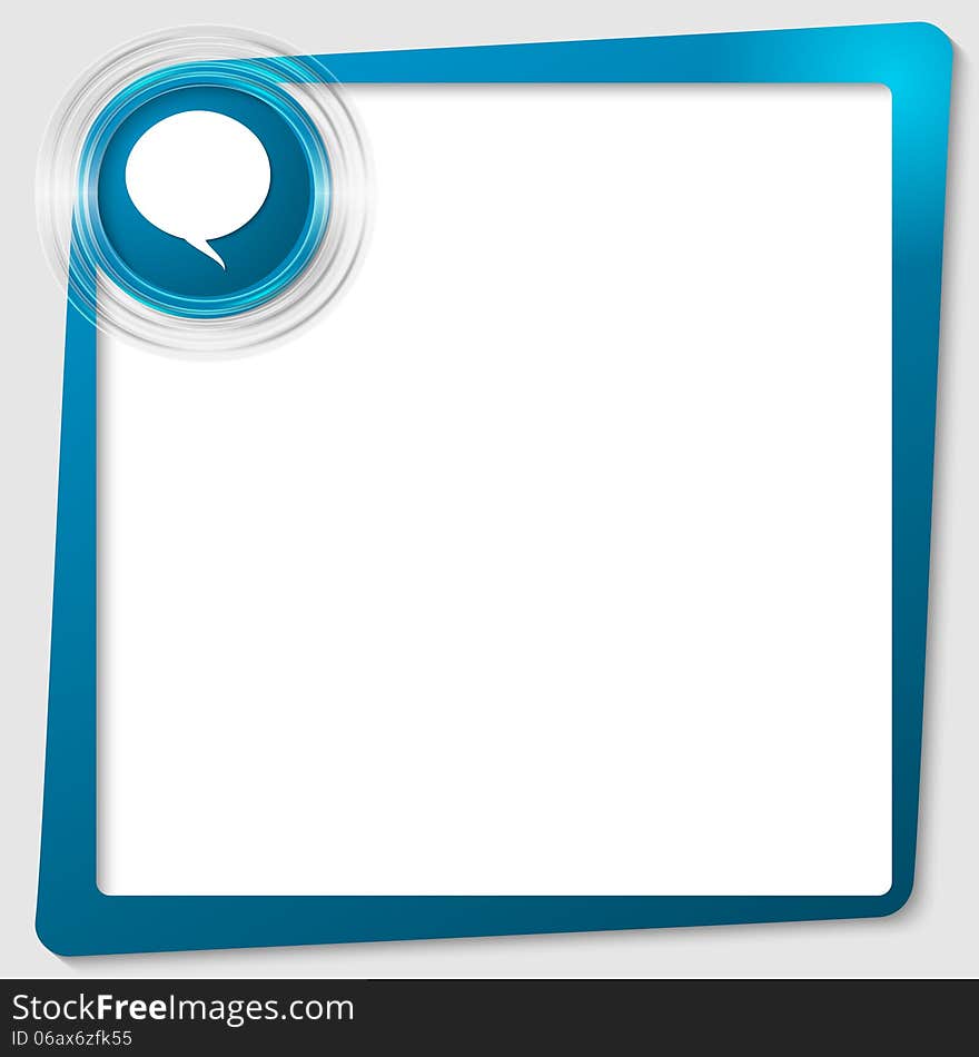 Blue text frame and transparent circles with speech bubble