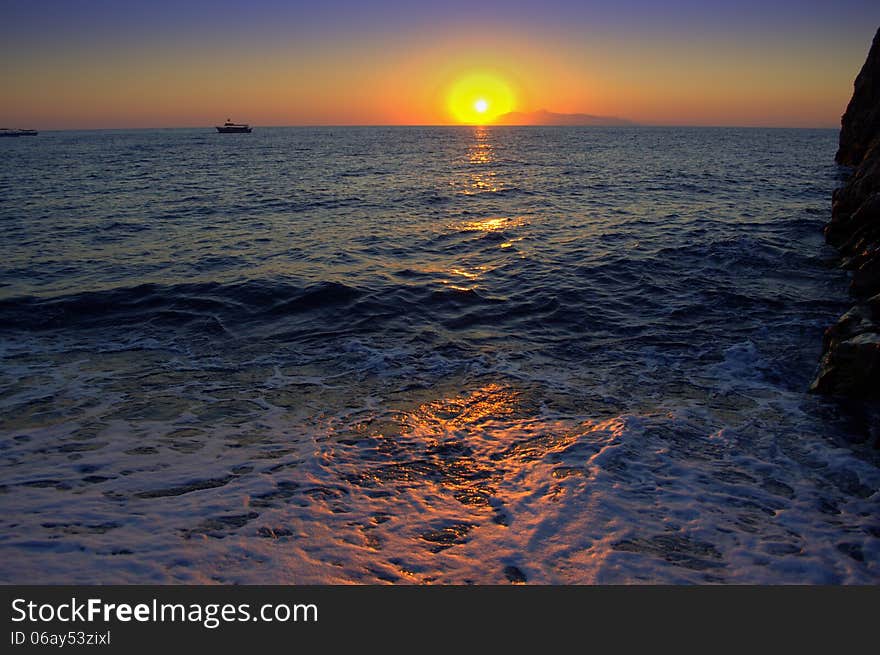 Picture taken from Kamari village beach,Santorini island -one heavenly place. Picture taken from Kamari village beach,Santorini island -one heavenly place.