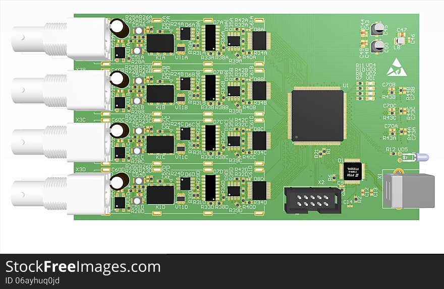 Device PCB green with elements