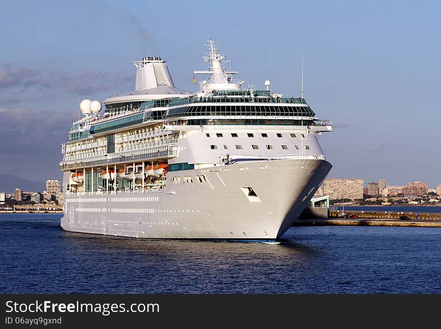 Modern cruise leaving the port of Alicante