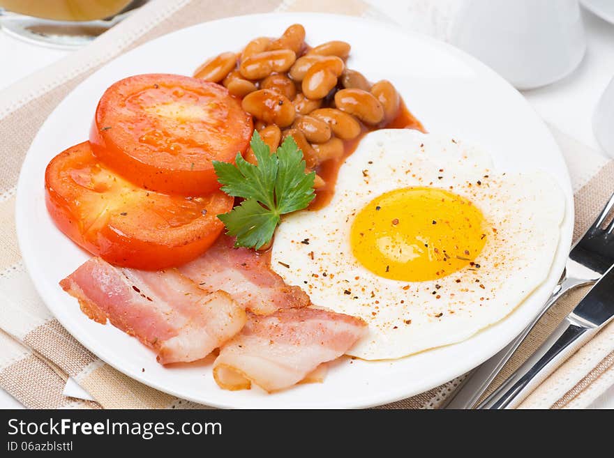 Traditional English Breakfast On The Plate