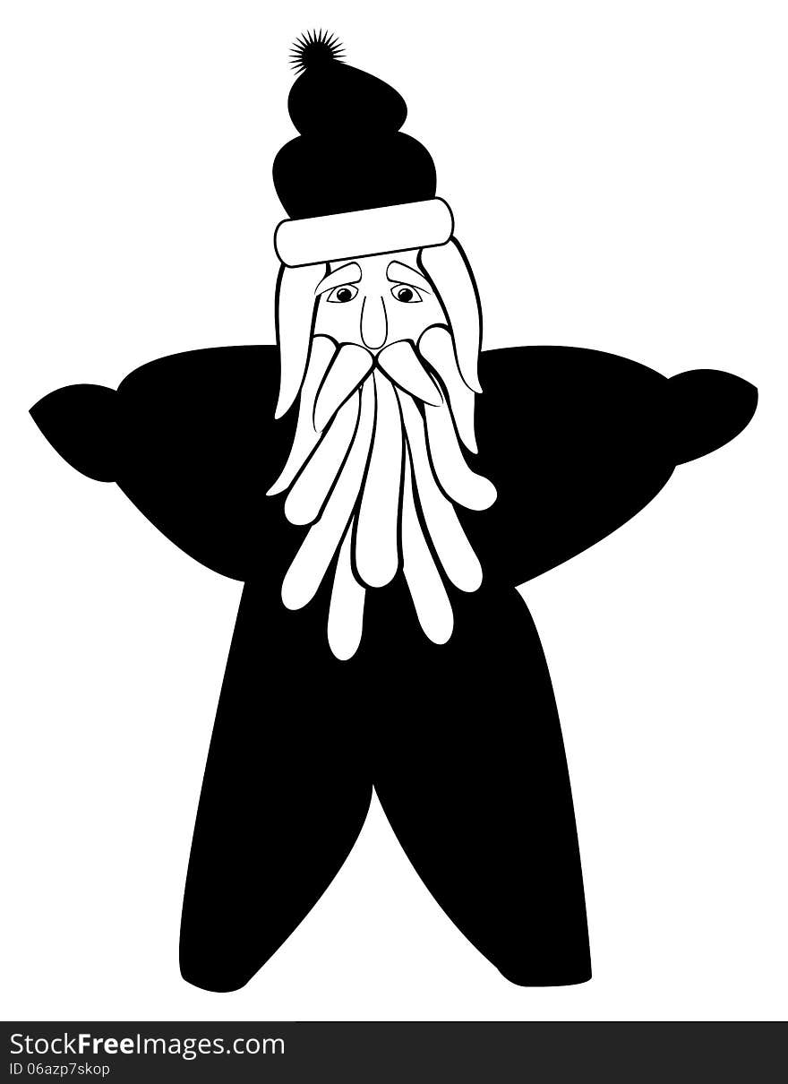 Illustration of Santa shaped like a star. Illustration of Santa shaped like a star.