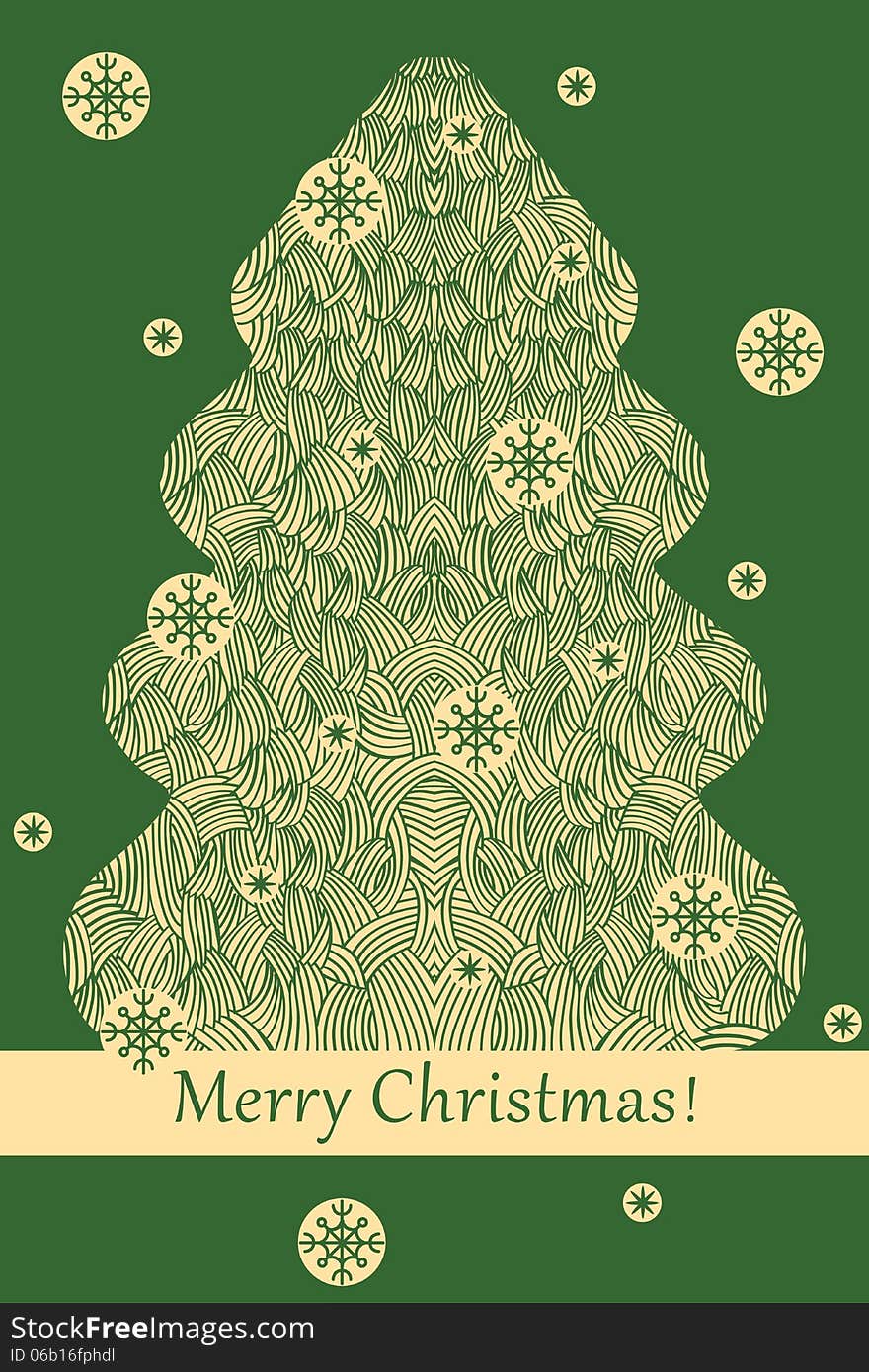 Two-tone greeting card for the new year. Abstract Christmas tree falling snowflakes text.Vector. Two-tone greeting card for the new year. Abstract Christmas tree falling snowflakes text.Vector