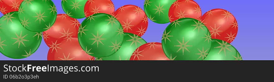 Simple pattern of colorful bright Christmas bauble banner timeline header smartphone or tablet with red and green xmas balls decoration. Simple pattern of colorful bright Christmas bauble banner timeline header smartphone or tablet with red and green xmas balls decoration