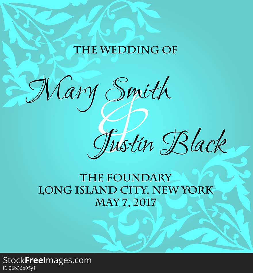 Wedding card or invitation with abstract floral background