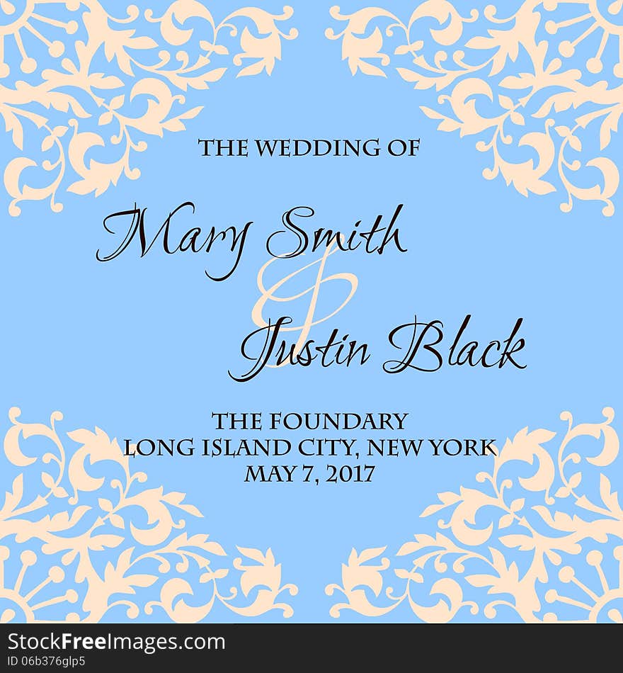 Wedding card or invitation with abstract floral background