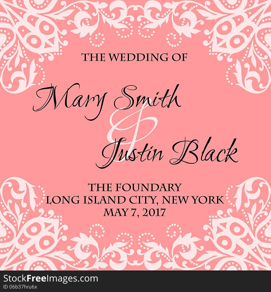 Wedding card or invitation with abstract floral background