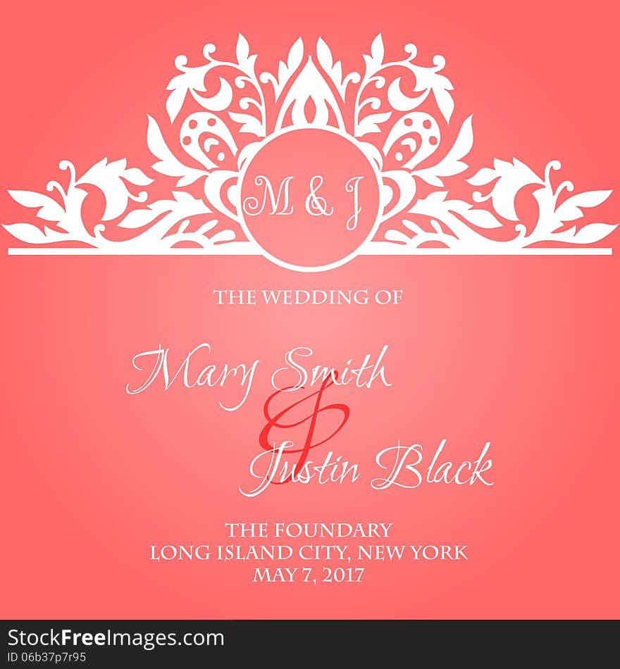 Wedding card or invitation with abstract floral background