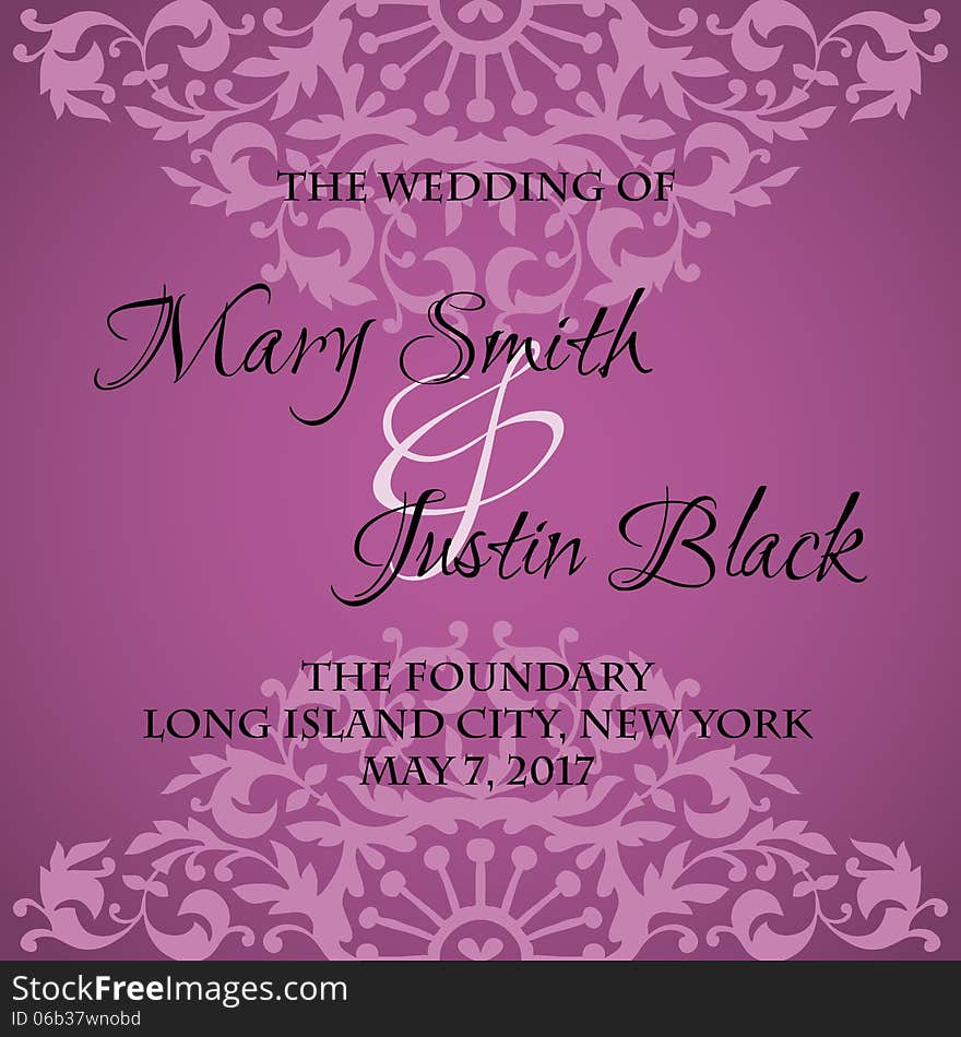 Wedding card or invitation with abstract floral background