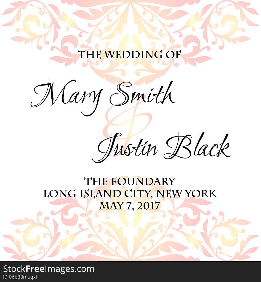 Wedding card or invitation with abstract floral background