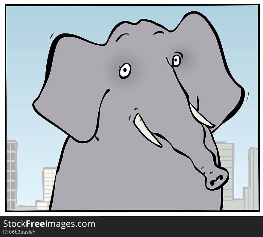 Elephant in city looking at viewer. Elephant in city looking at viewer