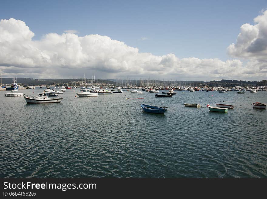 View of the fishing port in the natural estuary of Sada. View of the fishing port in the natural estuary of Sada.