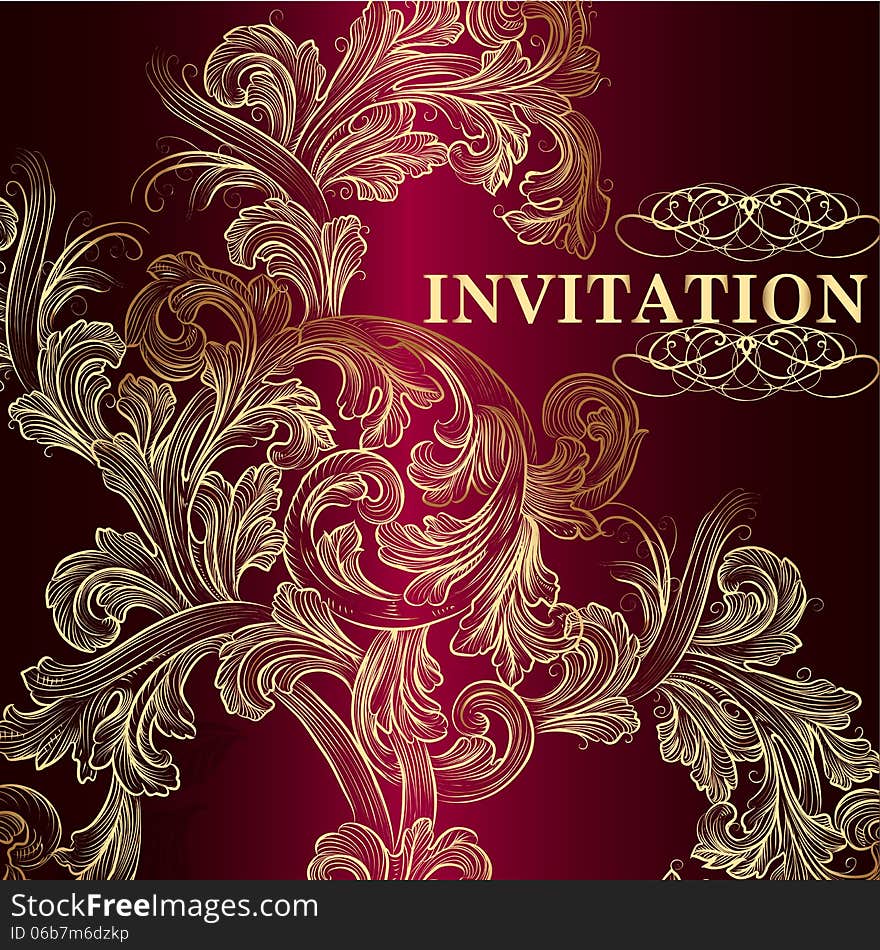 Luxury Vector Invitation Card In Vintage Style