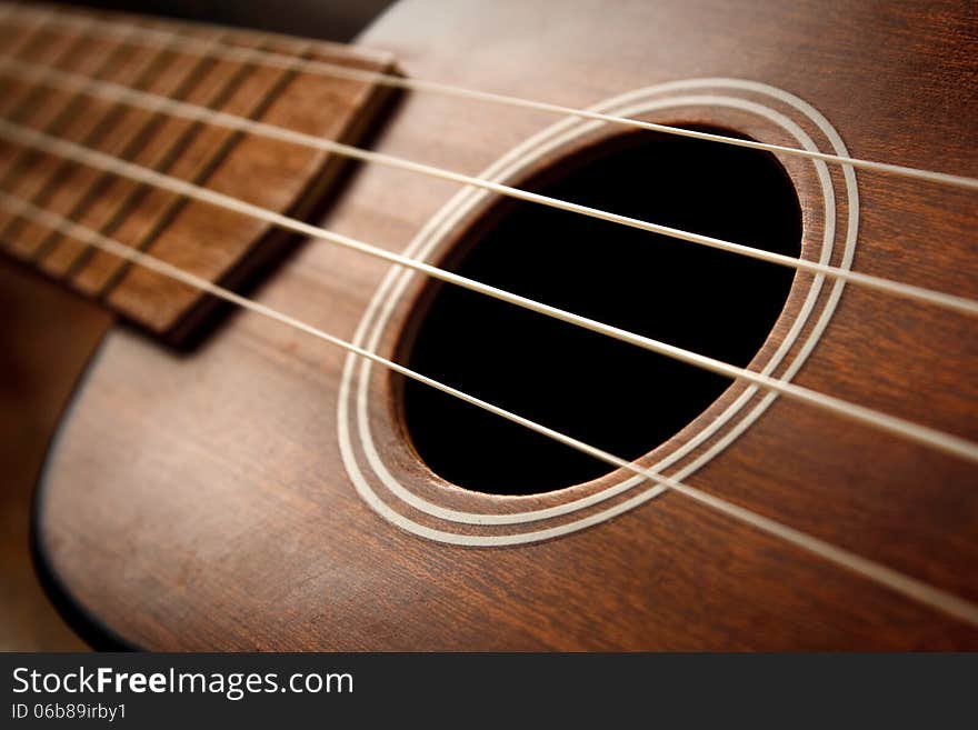 Ukulele fretboard, part of ukulele hawaiian guitar