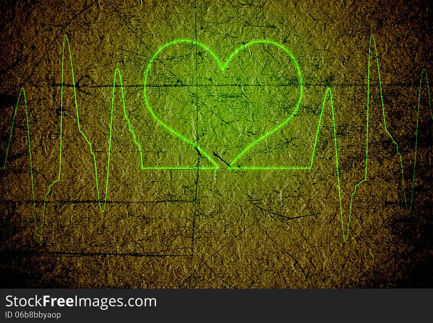 Grunge texture background and heartbeat, the detail of old grunge background