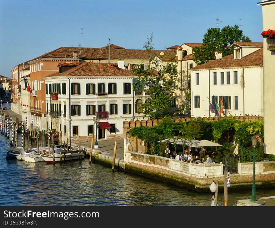 Seating outside n Venice on a sunny day. Seating outside n Venice on a sunny day