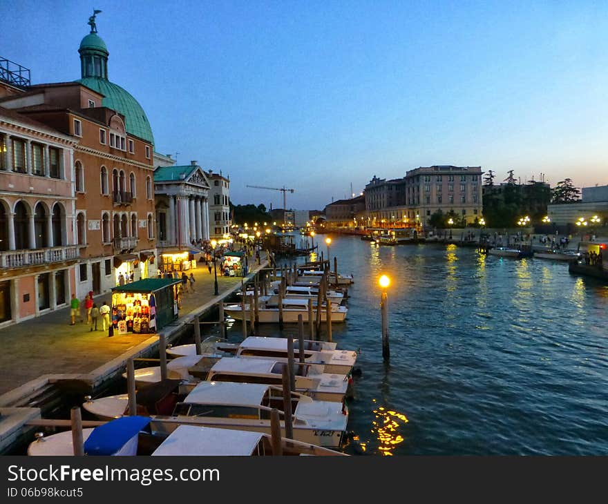 Beautiful view of the Canal Grande at Sunset in Venice. Beautiful view of the Canal Grande at Sunset in Venice