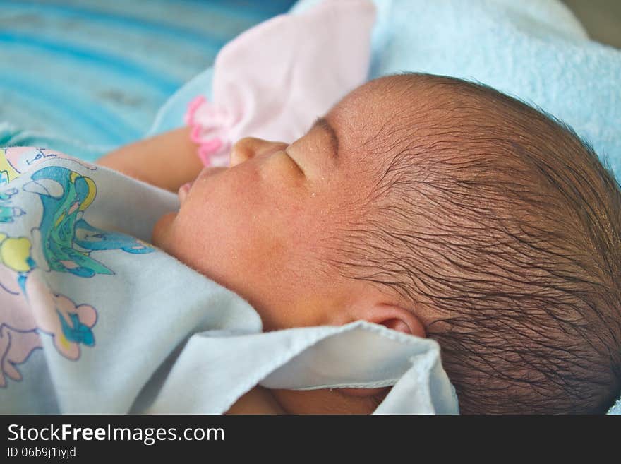 Baby newborn, Cute baby sleeping on a blanket