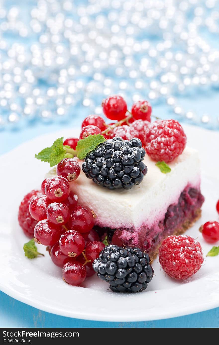 Dessert - A Piece Of Cake With Fresh Berries