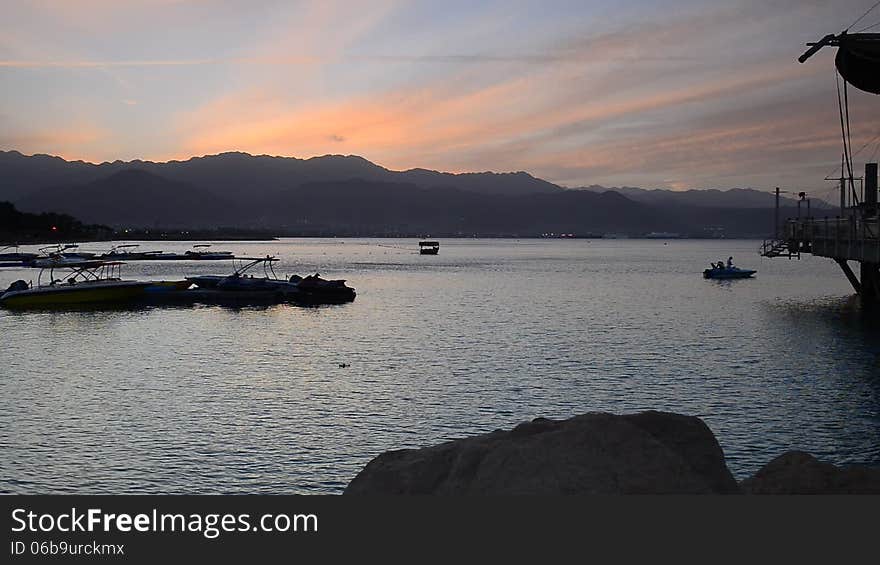 View On The Gulf Of Eilat At Dawn