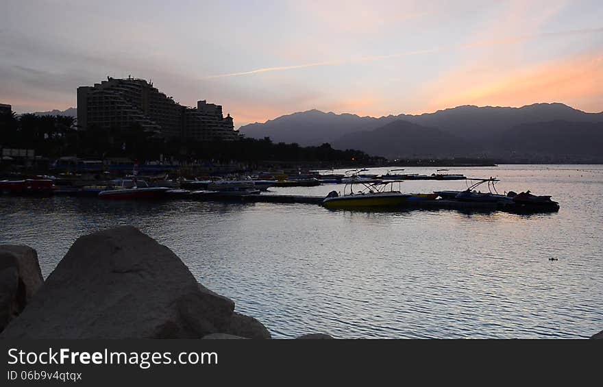 View on the gulf of Eilat at dawn