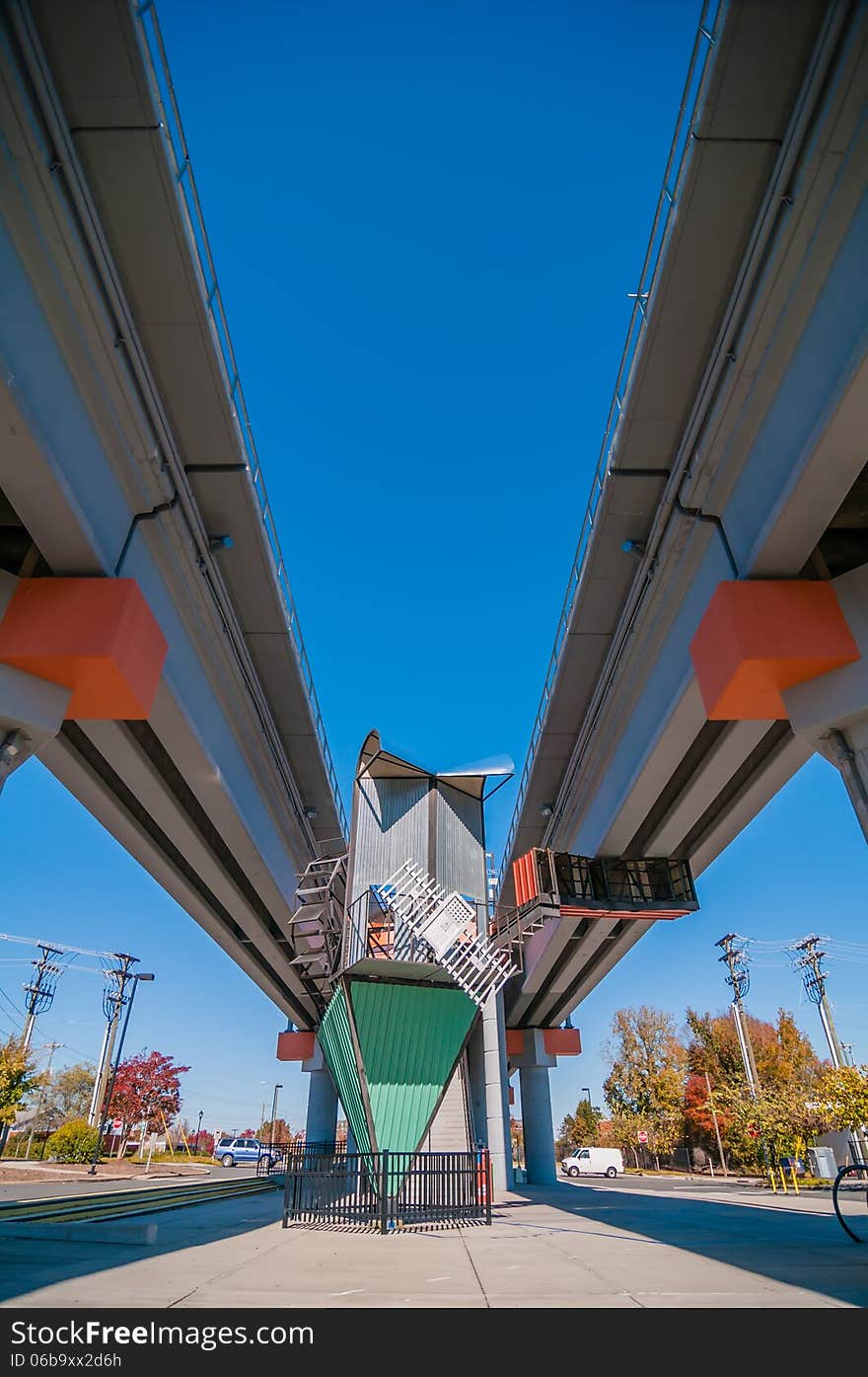 Light rail train station in   charlotte