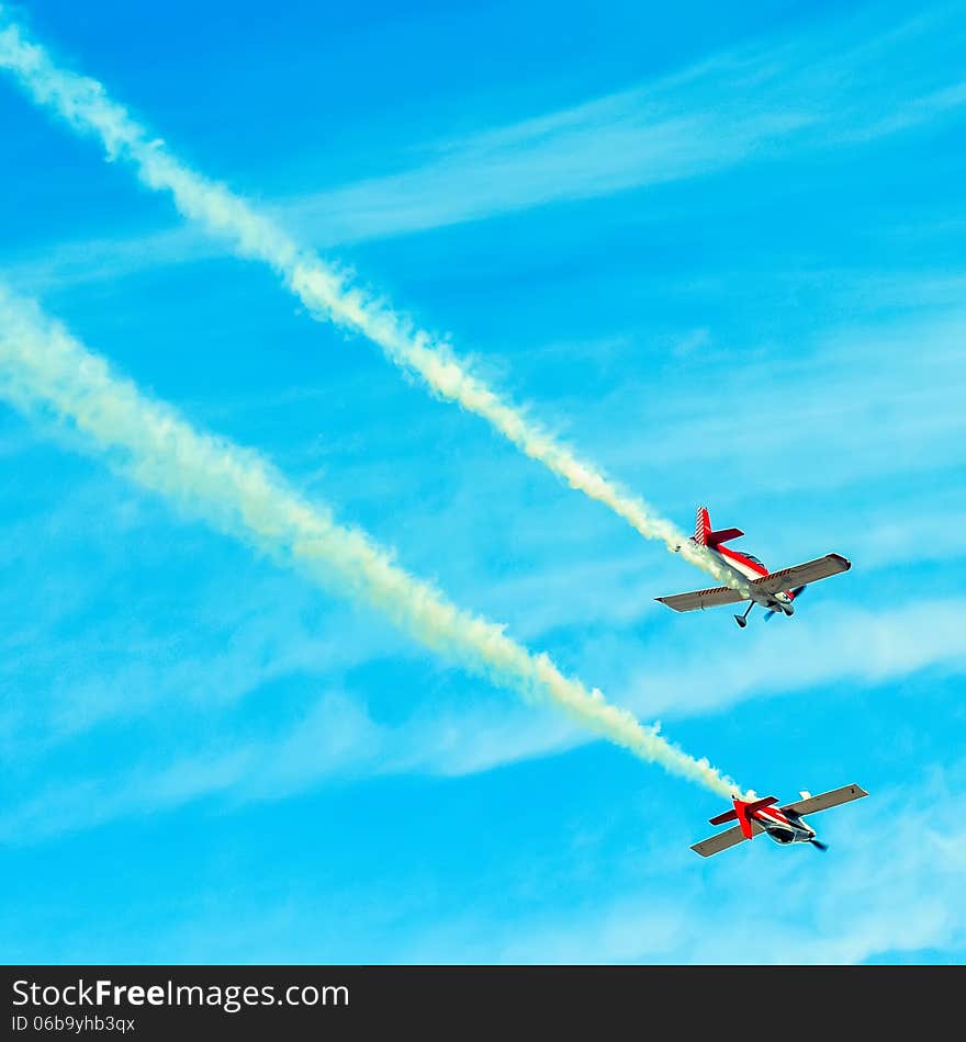 Monroe, NC - Nov 9 2013 - action in the sky during an airshow-warbirds over monroe