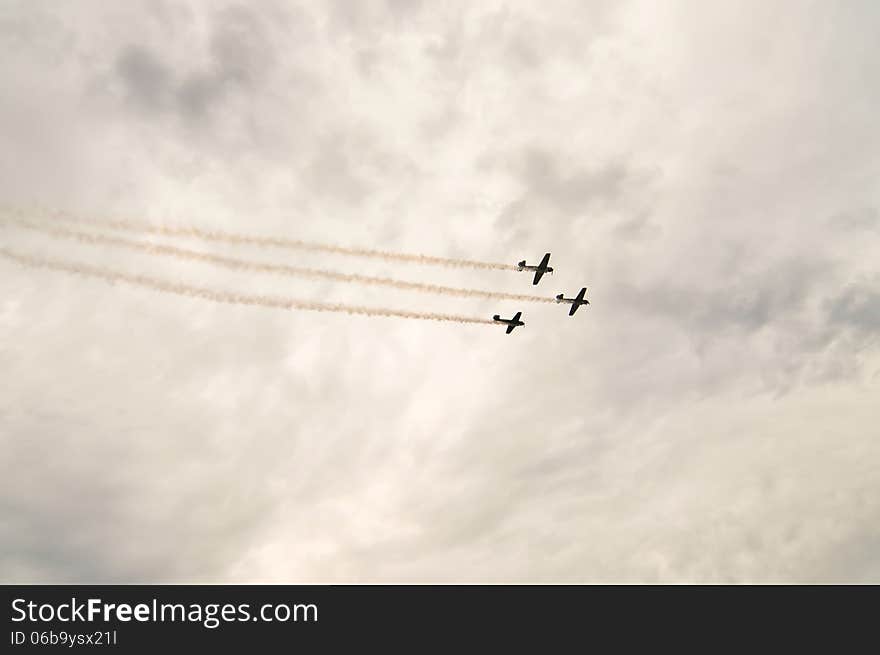 Monroe, NC - Nov 9 2013 - action in the sky during an airshow-warbirds over monroe