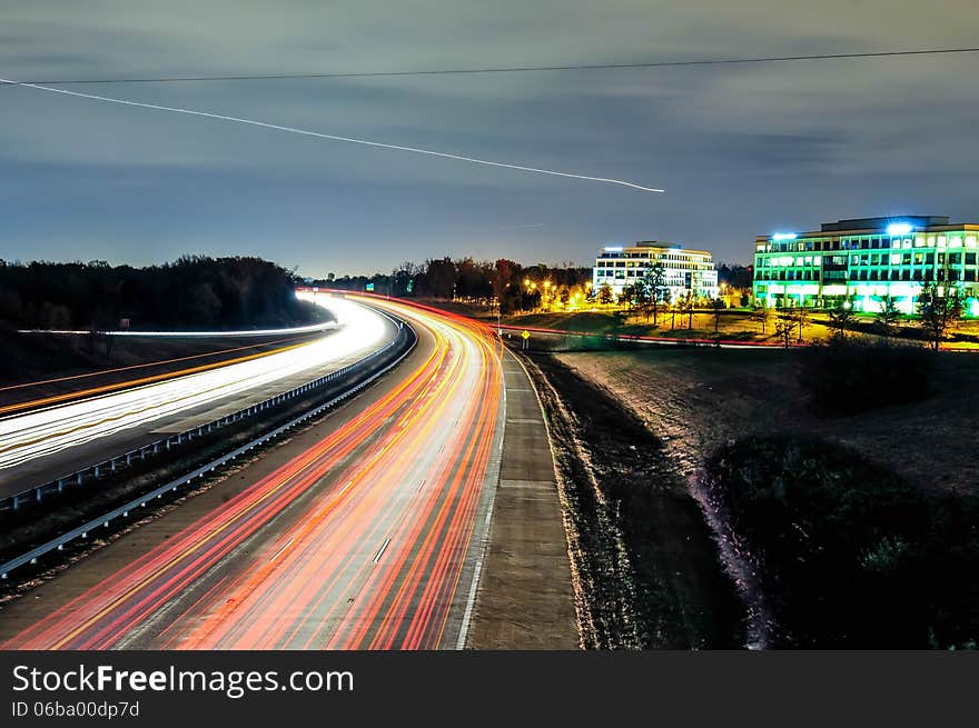 Evening highway and sky traffic