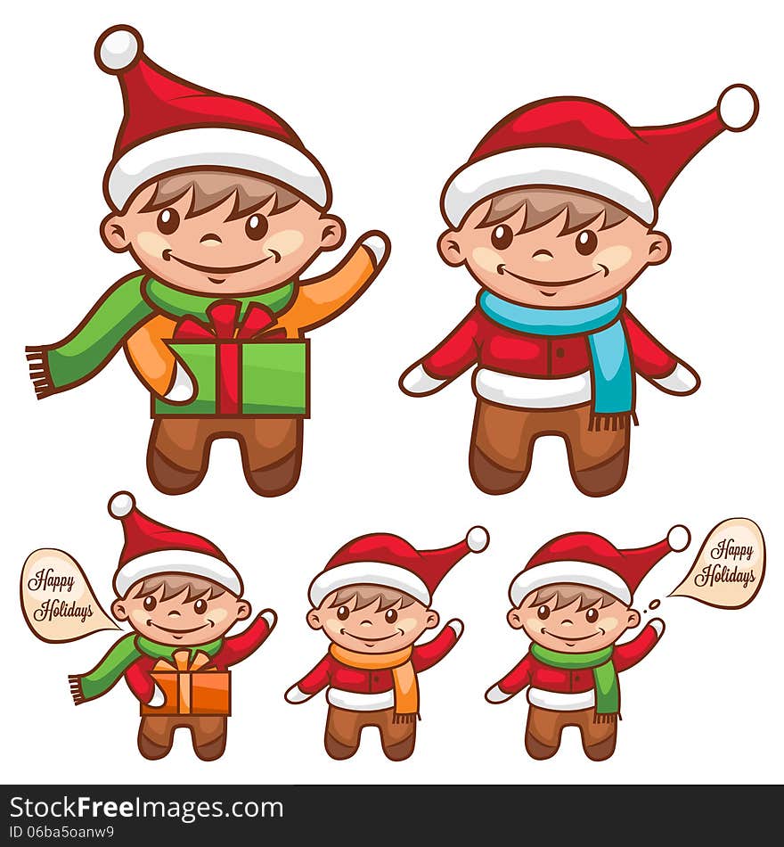 Cute Little Boy Dressed in Santa Claus. Christmas Vector Illustration. Cute Little Boy Dressed in Santa Claus. Christmas Vector Illustration.