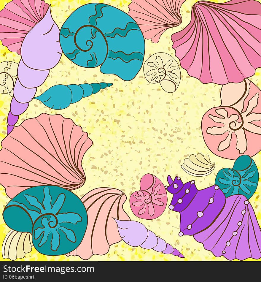 Background with colored shell, eps10. Background with colored shell, eps10