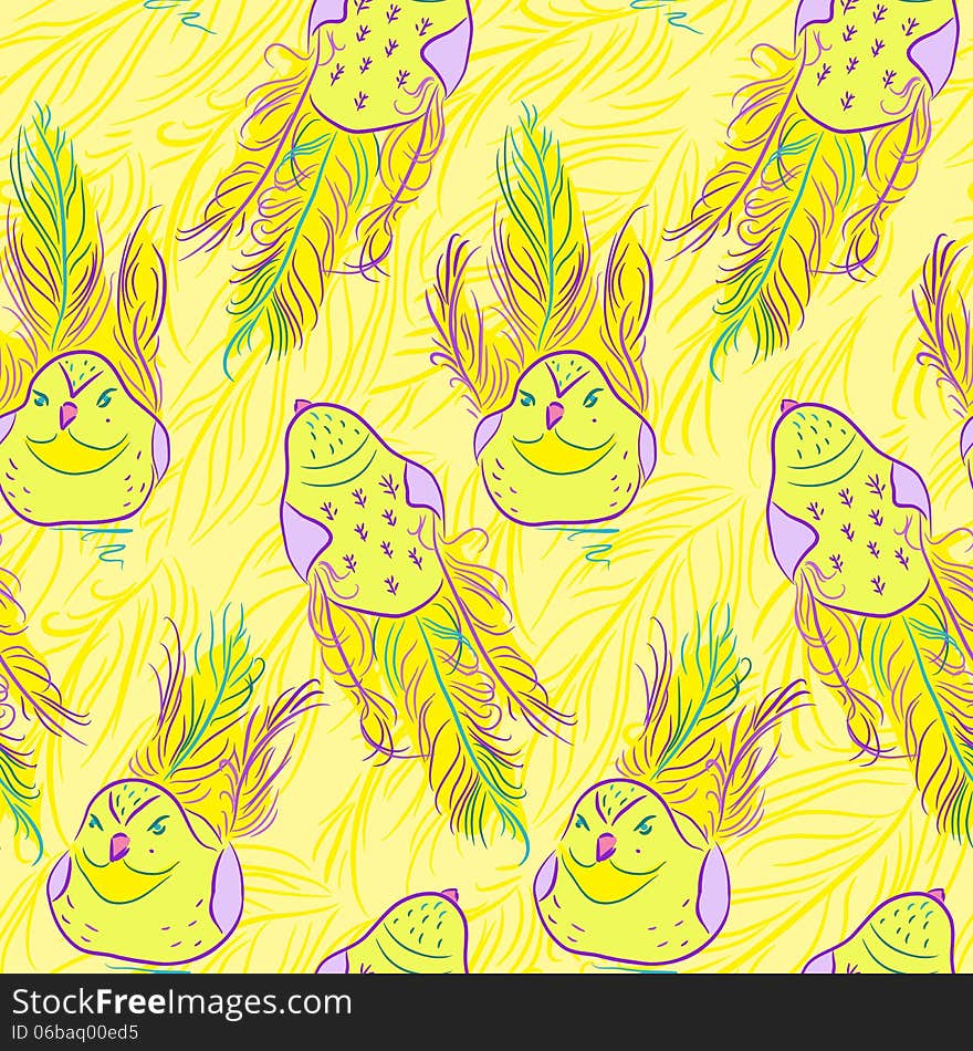 Vector seamless pattern with bird