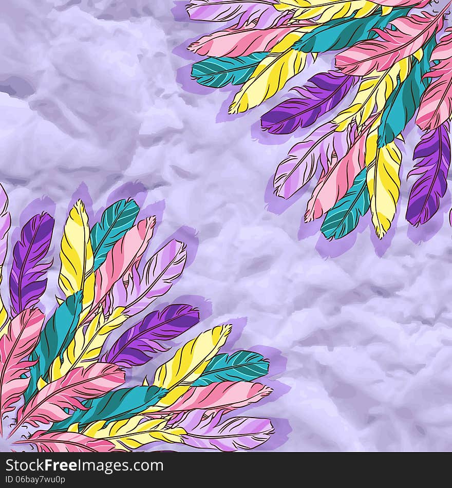 Vector Background With Colored Feathers