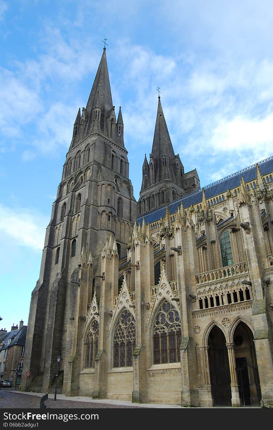 Bayeux Cathedral spires, Normandy, France. Bayeux Cathedral spires, Normandy, France