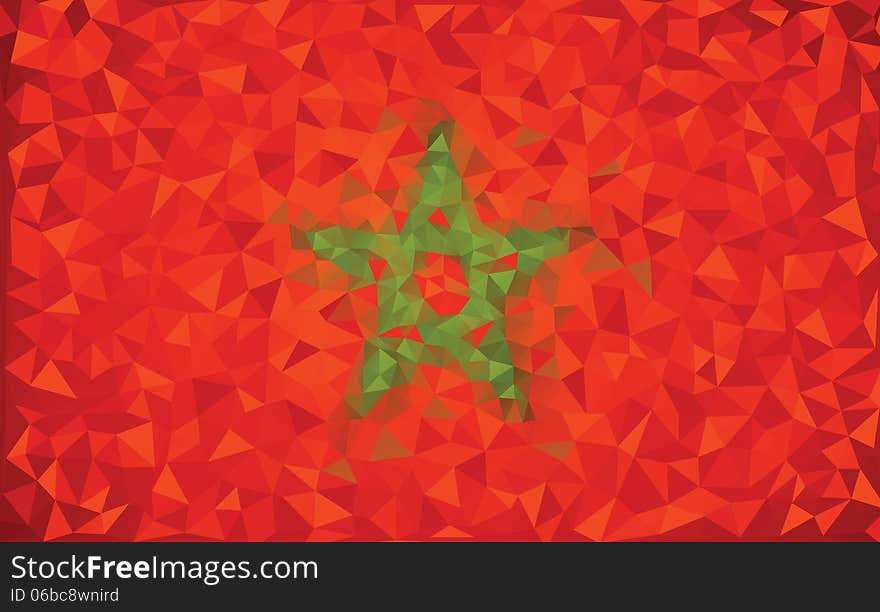 Flag Morocco grunge mosaic geometric pattern banner triangle vector.