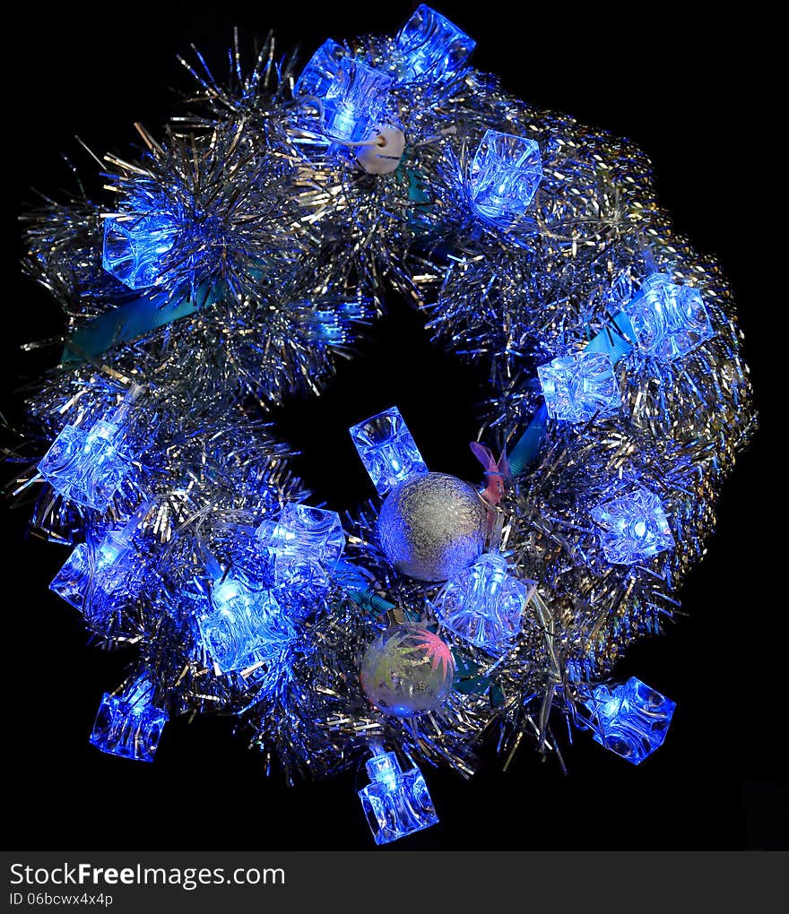 Christmas wreath on a black background