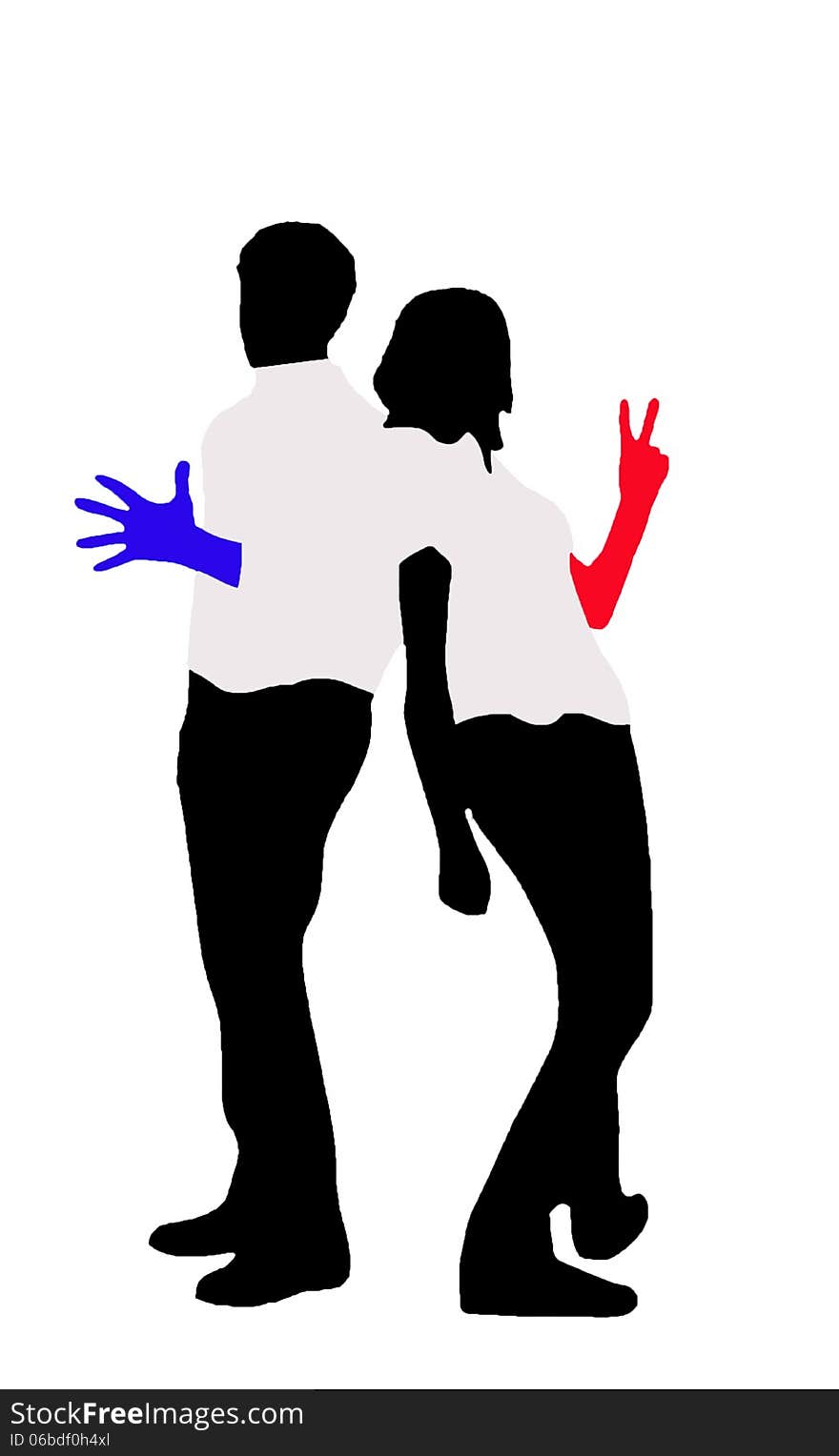 2 figures: a man and a woman on a white background