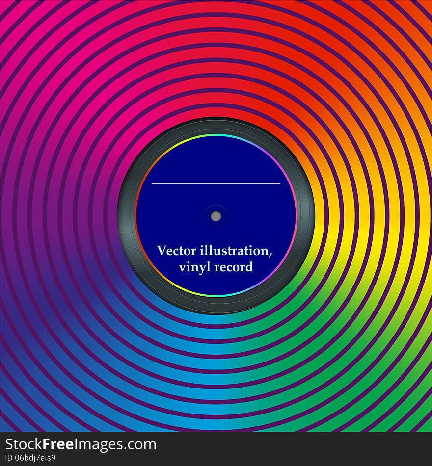 Rainbow envelope for vinyl, vector illustration