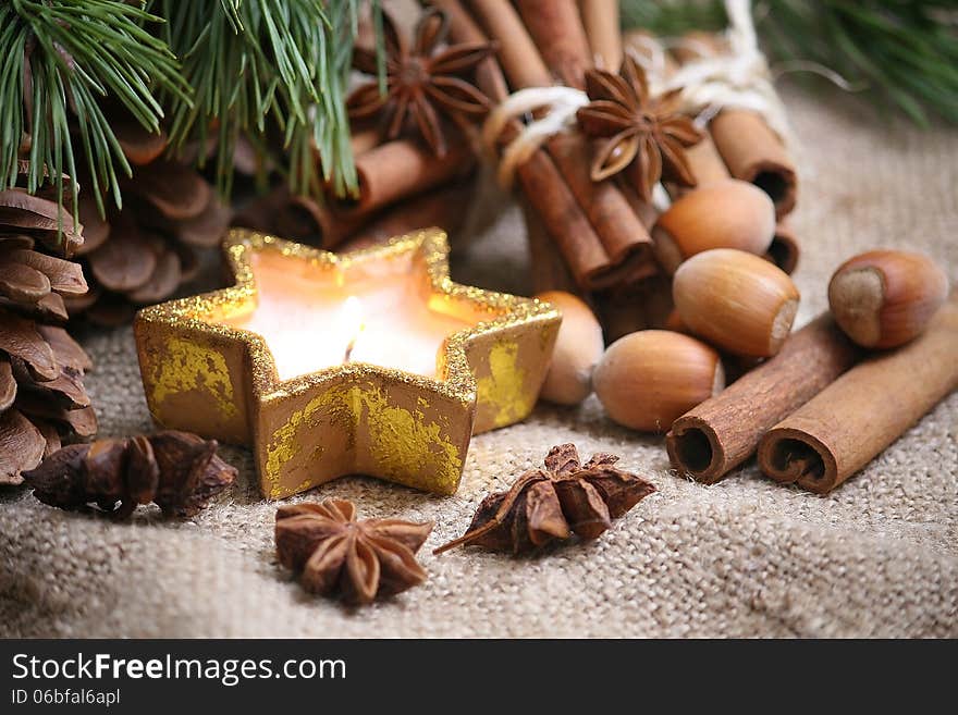 Christmas backgroud with anise star. Christmas backgroud with anise star