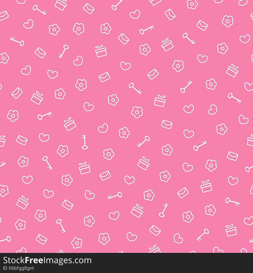 Cute seamless valentine pattern, vector illustration