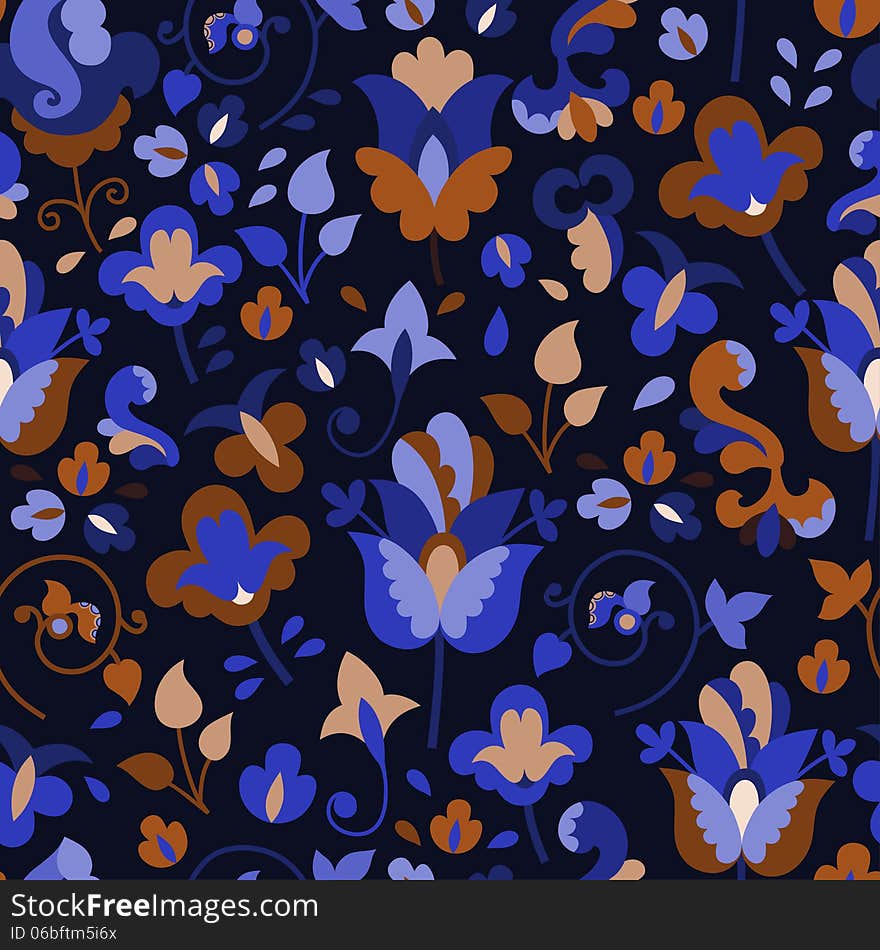 Flower Pattern On A Dark Background