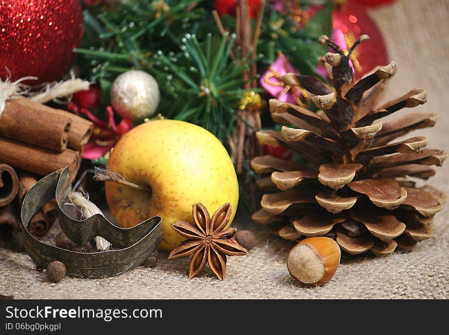 Christmas spices background