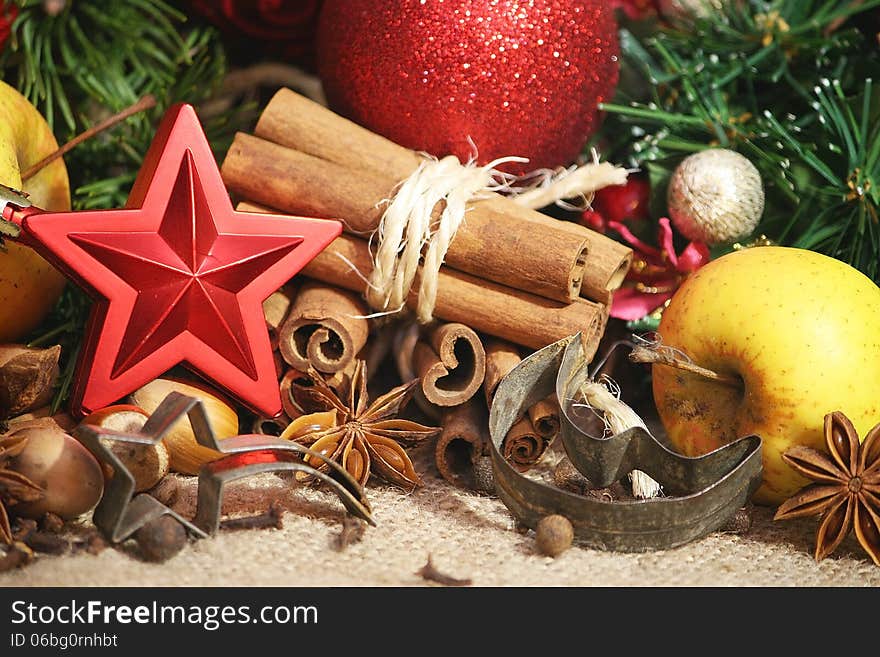 Christmas spices background