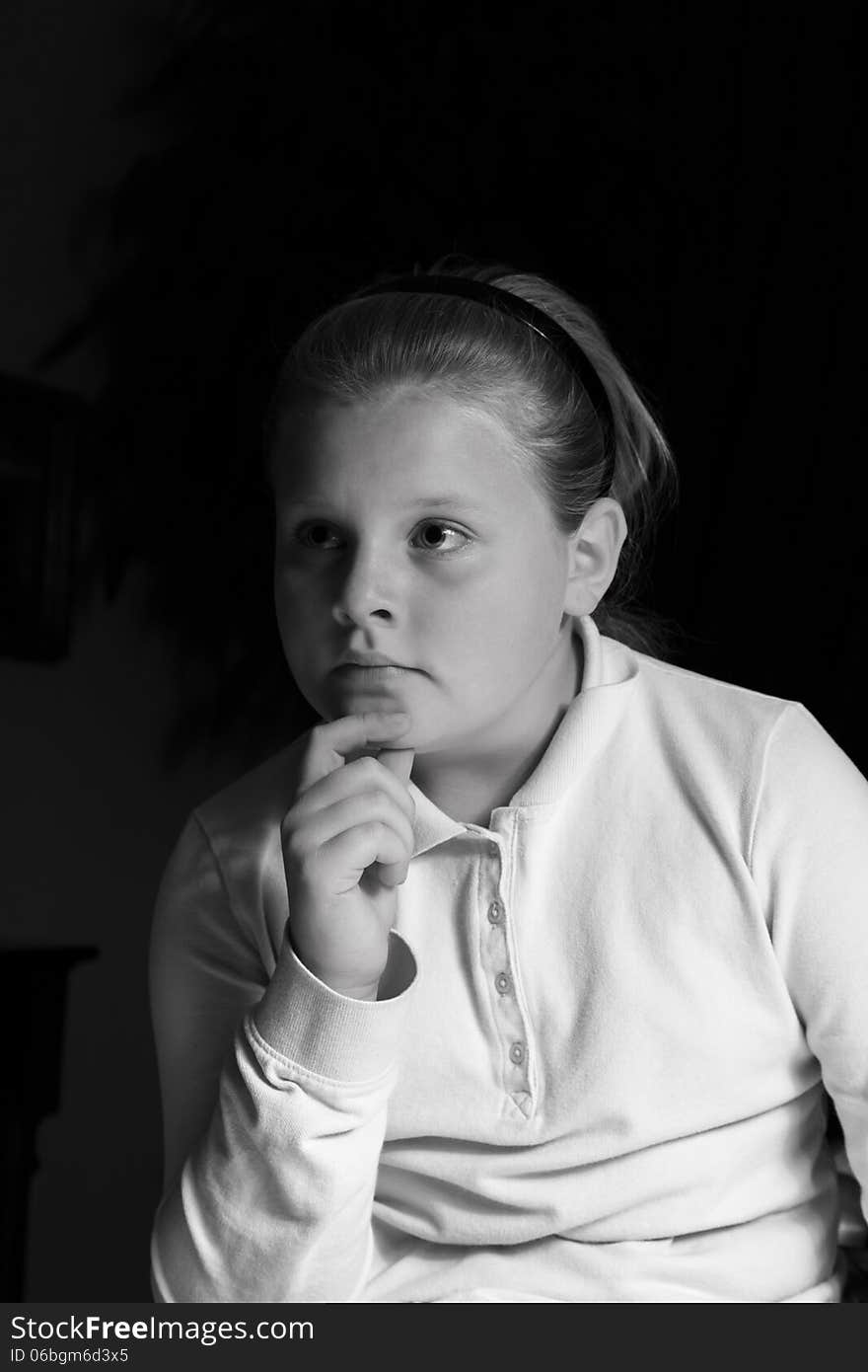 Portrait of young girl in black and white. Portrait of young girl in black and white