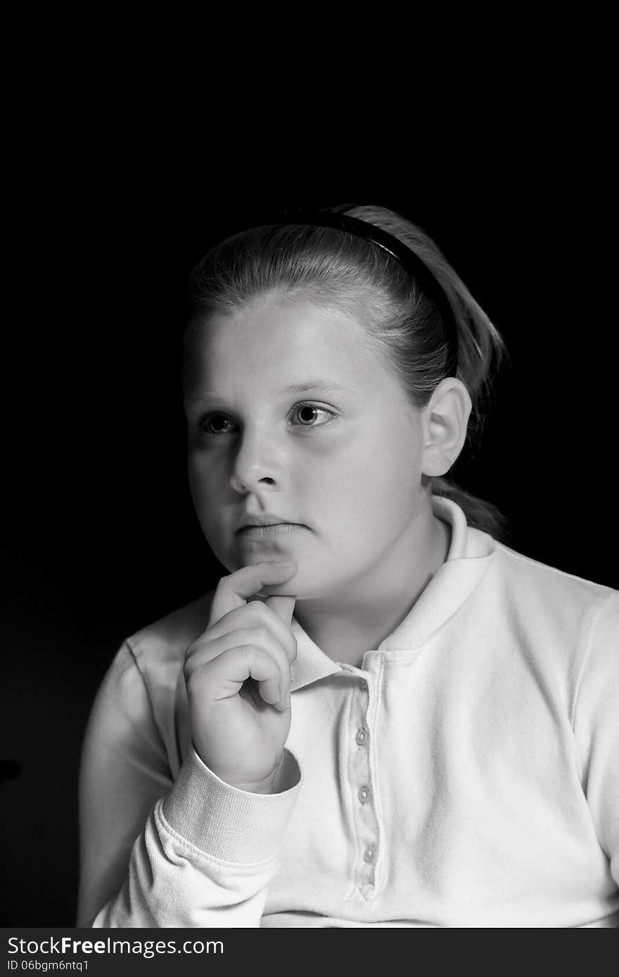 Portrait of young girl in black and white. Portrait of young girl in black and white