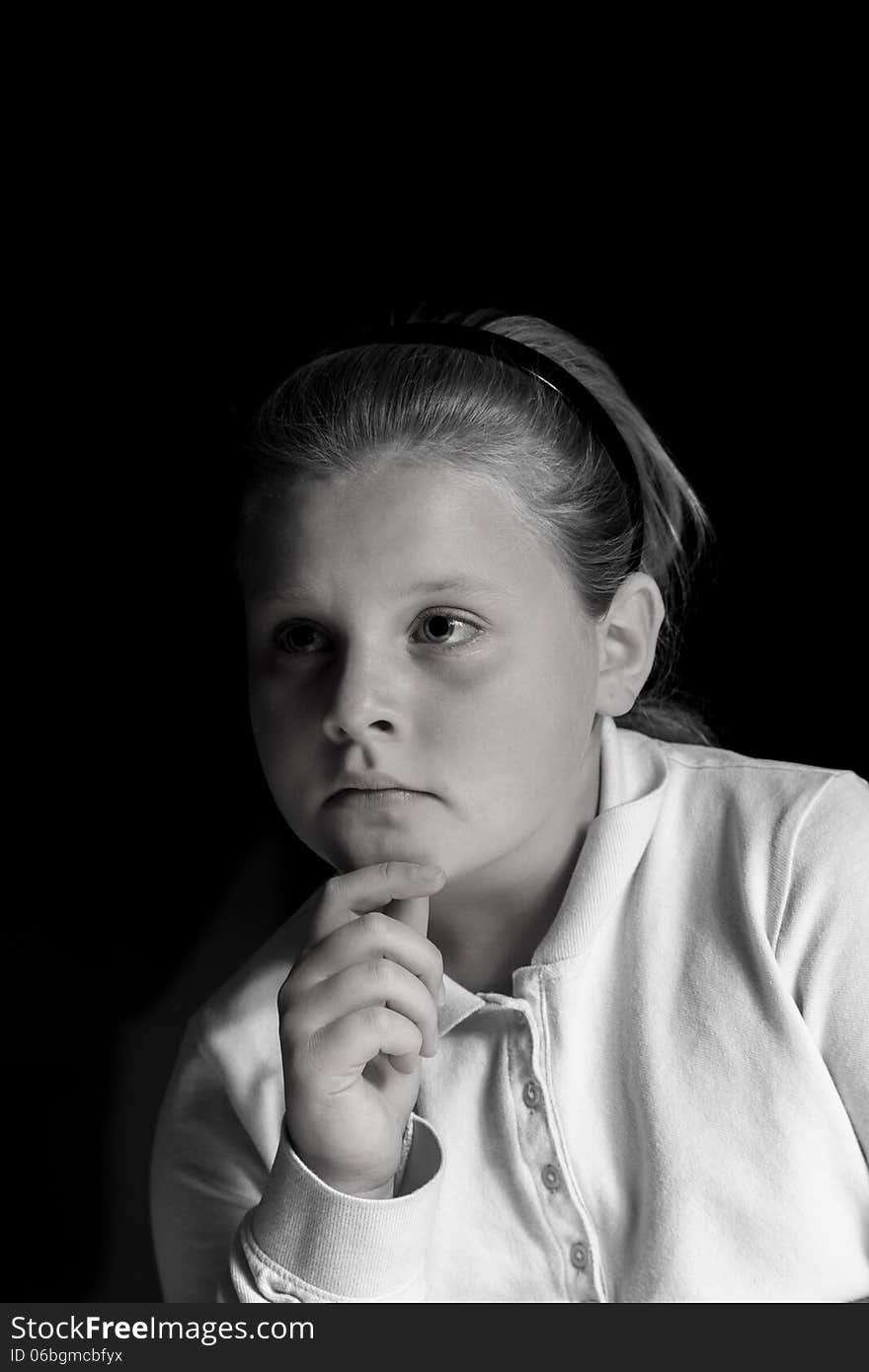 Portrait of young girl in black and white. Portrait of young girl in black and white