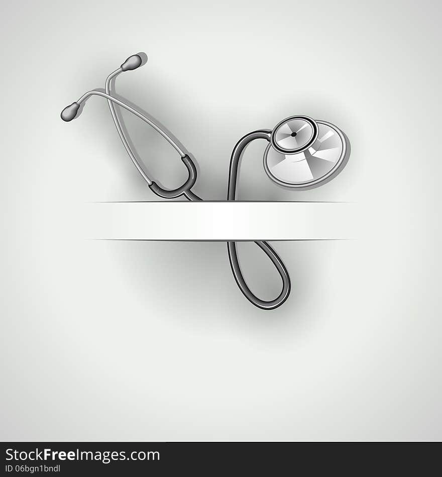 Medical paper cut background with stethoscope in black and white colors. Medical paper cut background with stethoscope in black and white colors