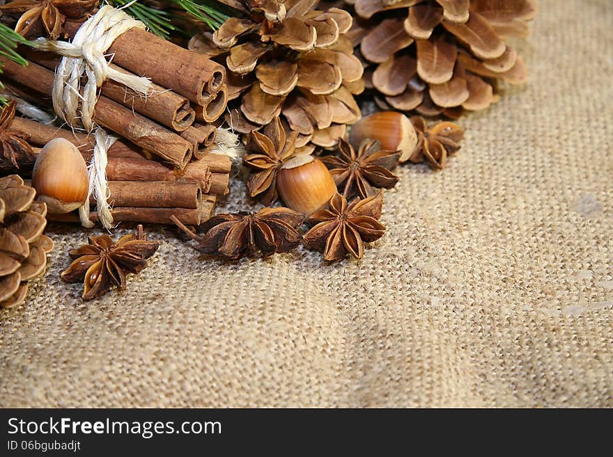 Christmas anice star and pine cone